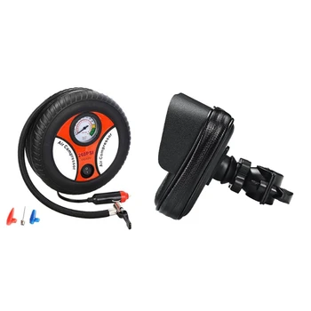 

1 Set Car Air Inflators Car Tire Repair Protective Tool & 1 Set 6.3 Inch Scooter Handlebar Rear View Bracket Bag
