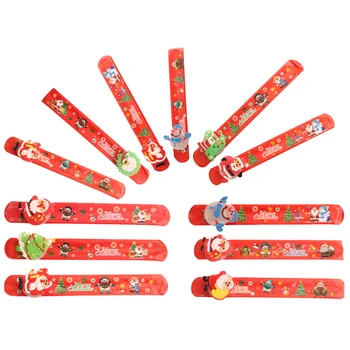 

12 Pcs Xmas Slap Band Party Bracelets Christmas Slap Bracelet for Party Decor Kids