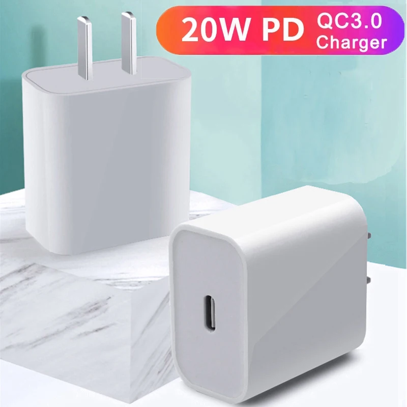 

New 20W PD For Iphone 12 USB-C C2L Cable Power Adapter Charger /US/EU Plug Smart Phone Fast Charger for iPhone 12 11Pro Max X