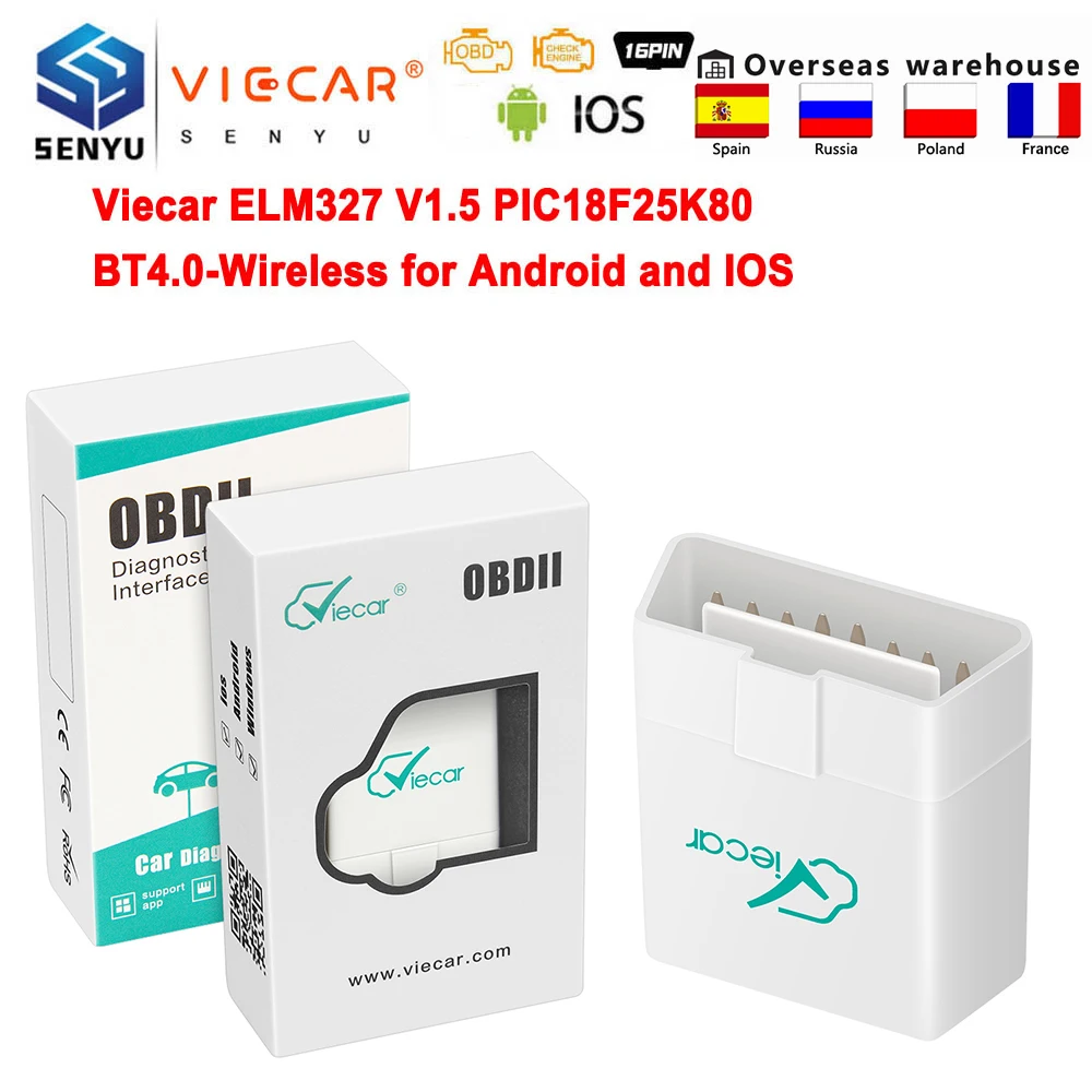 ELM327 V1.5 Viecar 4.0 Bluetooth For IOS/ Android OBD OBD2 Auto Diagnostic Tool 