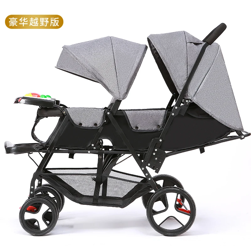 Светильник для близнецов, детская коляска для новорожденных, двойной зонтик, коляска для новорожденных, может сидеть и лежать, детская коляска, коляска для новорожденного, дорожные коляски