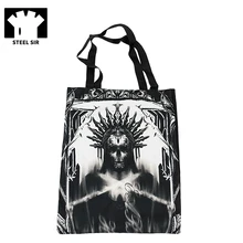 Stellsir панковская модная Холщовая Сумка через плечо, черная ручная сумка с принтом, повседневная сумка