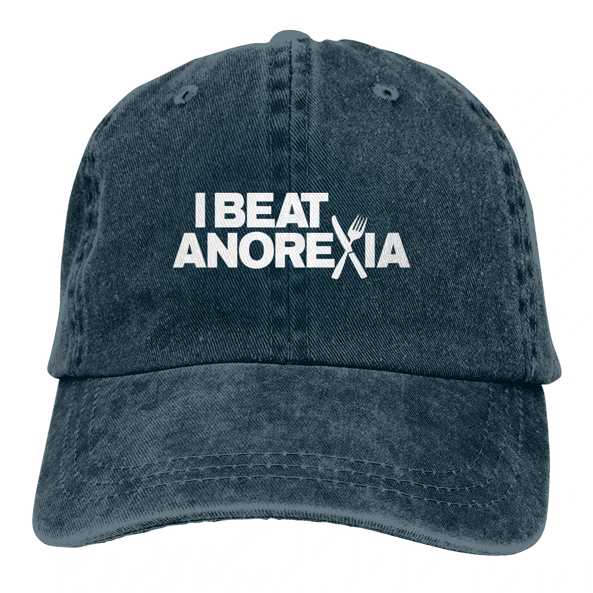 I Beat Anorexia Casquette Черная мужская и женская джинсовая бейсболка с ремешком Регулируемая Кепка для гольфа