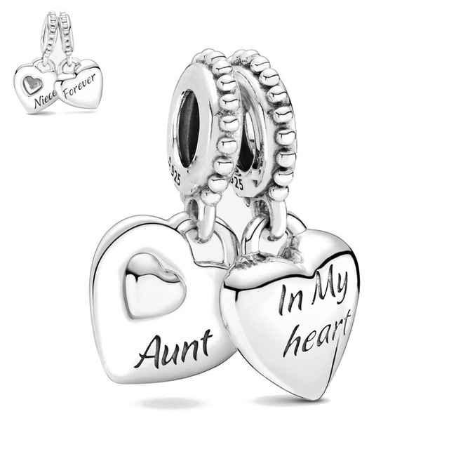 fine beads Magical Unicorn Double Dangle Charm aunt niece dog hope Fit Original  Charms silver 925 Bracelet Jewelry