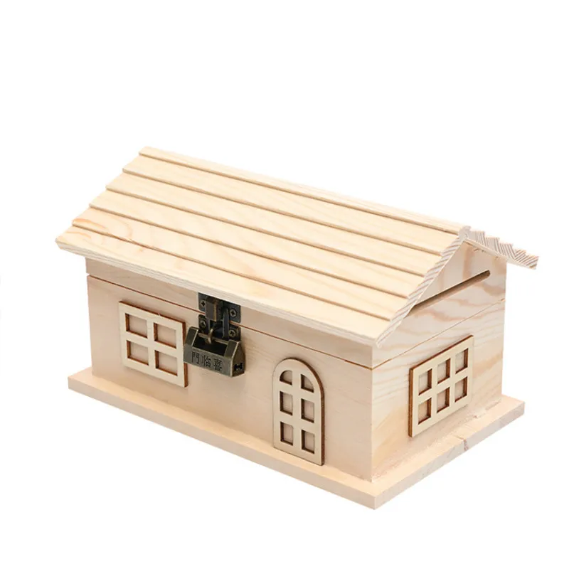 

Wooden Diy Piggy Bank Safe Money Boxes Kids Cash Box Coin Children Piggy Bank for Paper Money Tirelire Enfant Ornaments FP036