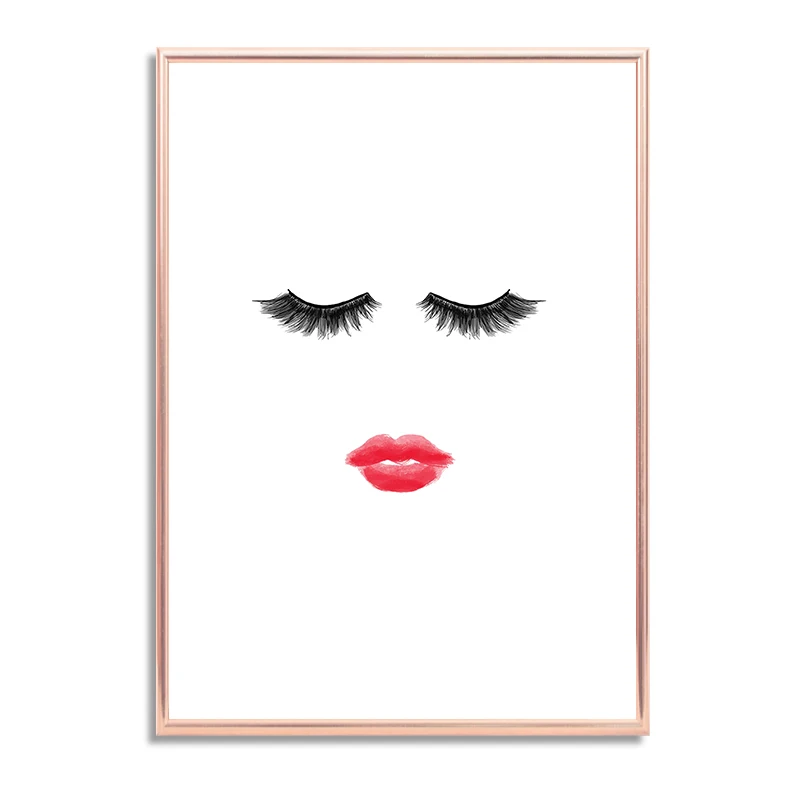 Modern Lashes Fashion Canvas Poster Painting Wall Art Eyelashes Print Makeup Wall Picture Decorative for Girl Room Salon Decor - Color: C