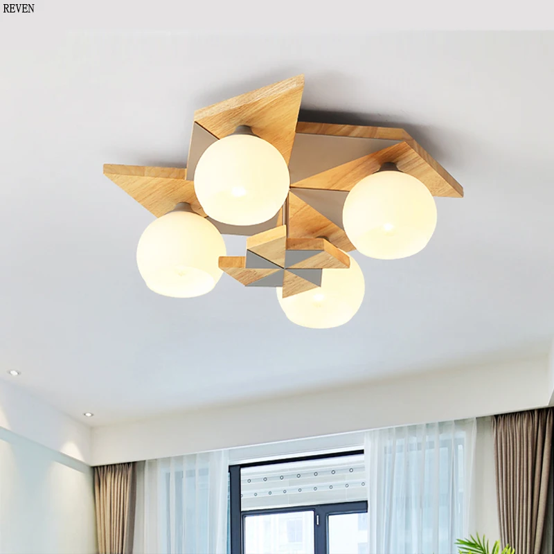 

Modern simplicity Style Brief Wood Living Room Bedroom Surface Mounted Modern Led Ceiling Light Fixture with Ceiling Lamp