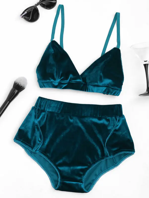 

New Women Deep V Vintage Push Up Bra Underwear Sets Vintage suede swimwear suits