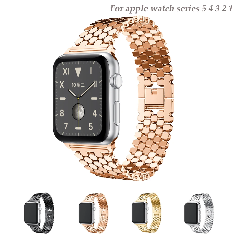 Браслет спортивный из нержавеющей стали для apple watch 5 4 band 44 мм 40 iwatch 3/2/1 42 38