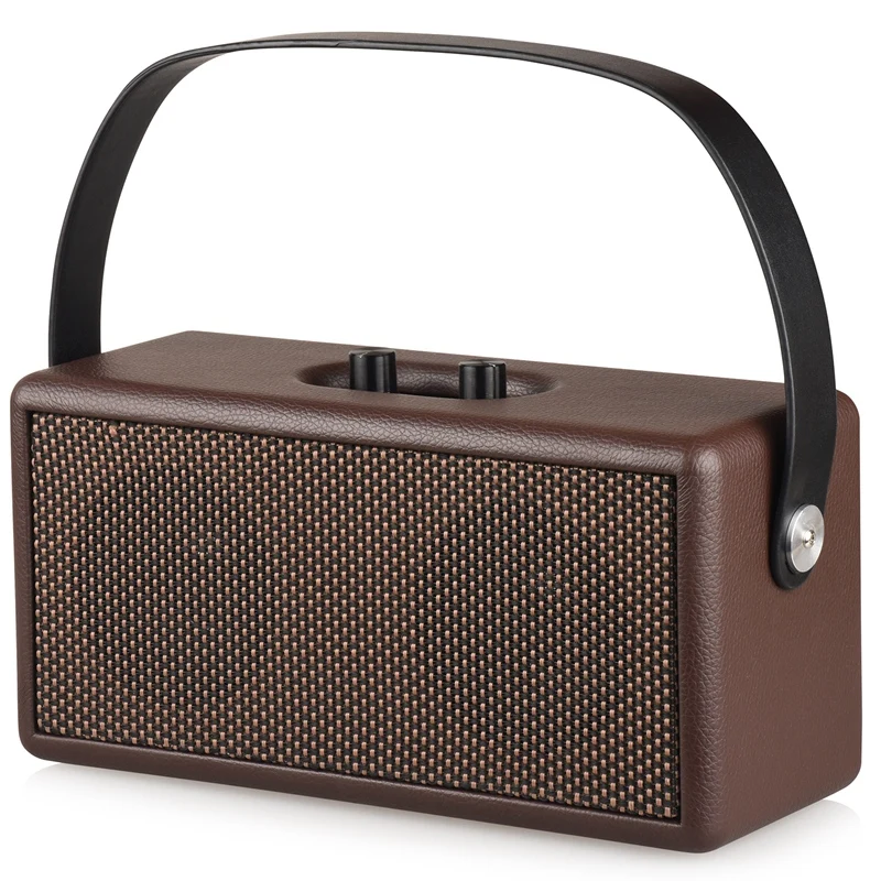 

D30 Retro Wood Double Speaker Bluetooth Speaker Home Computer Mobile Phone Outdoor Portable Leather Audio