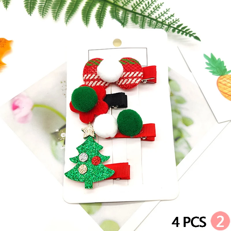 2/4/5PCS/set Fashion Hair Accessories Cute Christmas Set Hair Clip Candy Santa Claus Hairpin Baby Girl Hairpin Headdress - Цвет: 4 Pcs 2