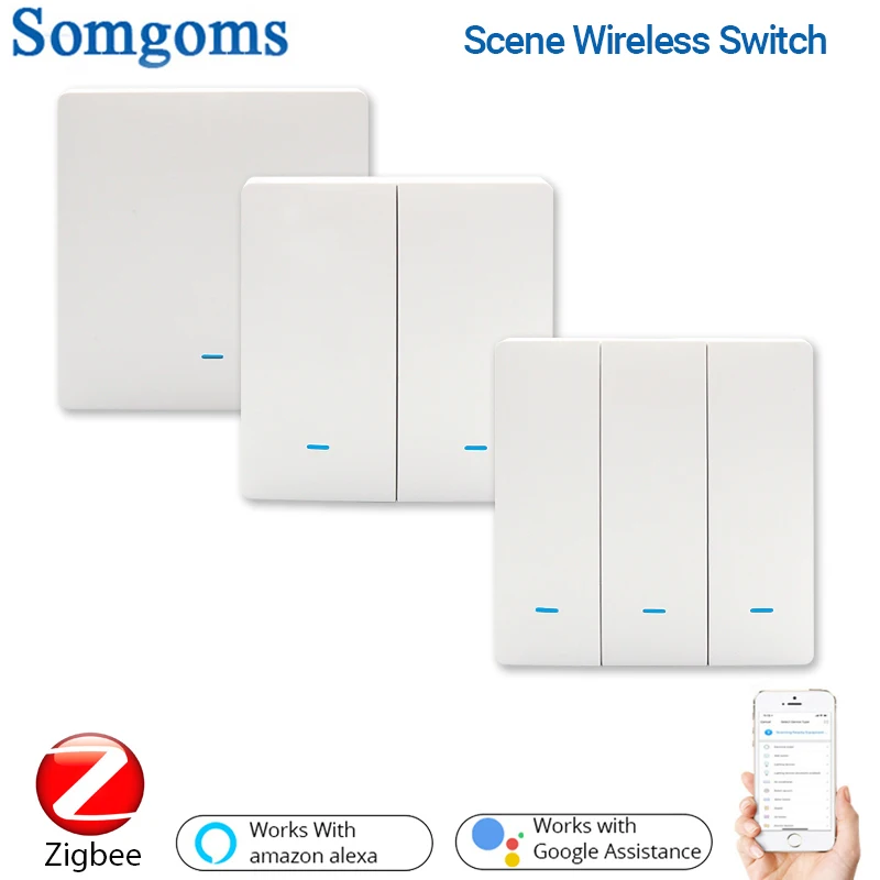 Somgoms ZigBee выключатель батареи сцена Панель переключатель одна кнопка