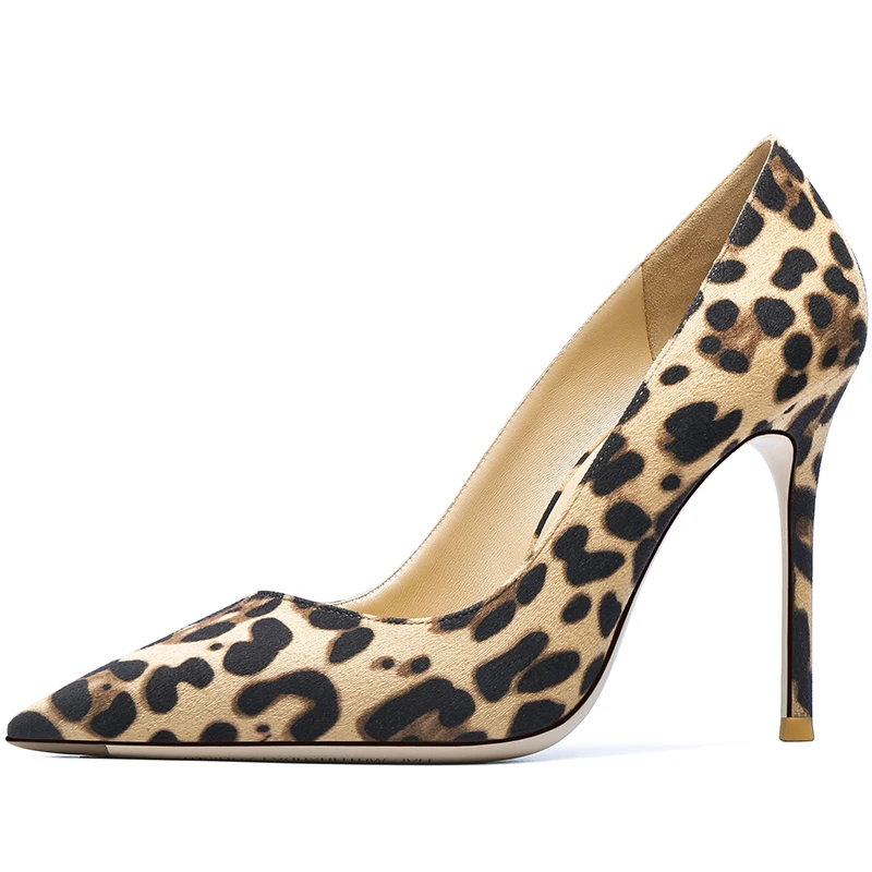 

Quality Women Leopard High Heels Sexy Red Bottom Pumps for Party Autumn Winter Shoes Flock Pointed Toe Stilettos New Casual Shoe