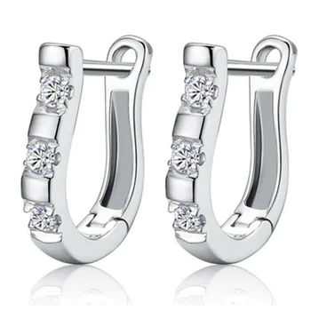 

pendientes 925 Sterling Silver Earrings Harp Zircon Studs Horse Shoe Earrings For Women oorbellen boucle d'oreille