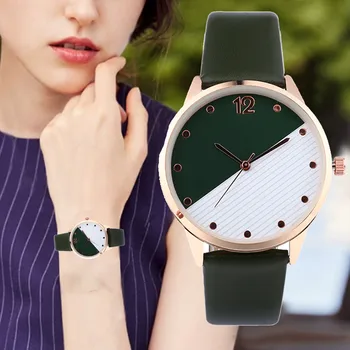 

Women Watches Fashion Creative dial Alloy Leather Quartz Analog watches Ladies Temperament Wrist Watch Female Clock reloj mujer