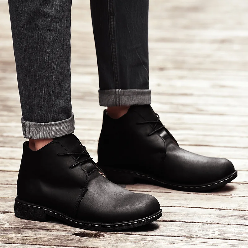 

Autumn & Winter New Style Leather Boots Martin Boots Warm Workwear Short Boots England Retro Combat Boots Men Casual Cowhide