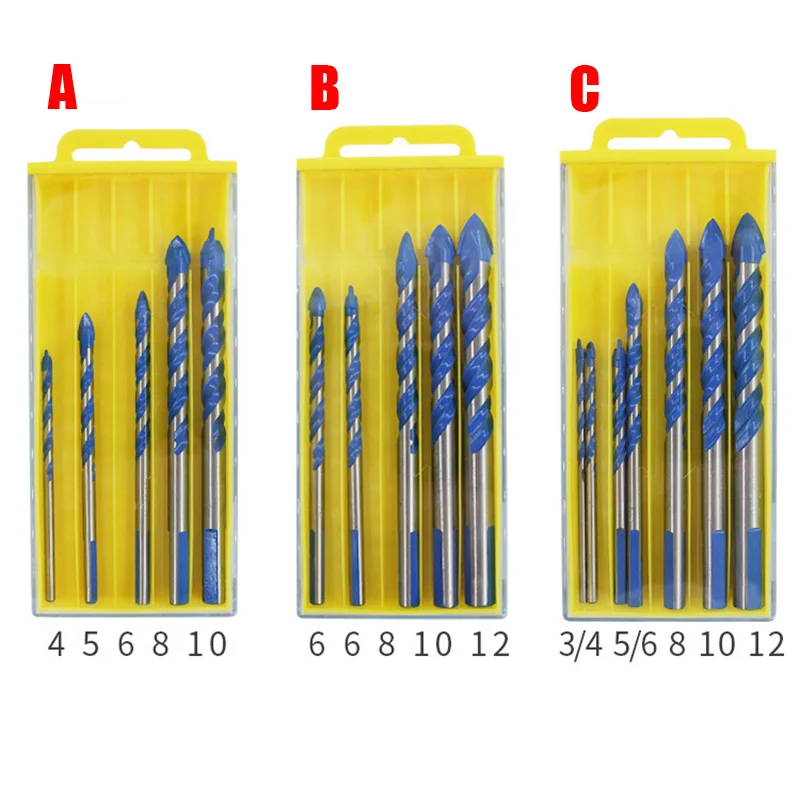 Triangular-overlord Handle Multifunctional Drill Bits Set Ceramic Wall Drill DNJ998