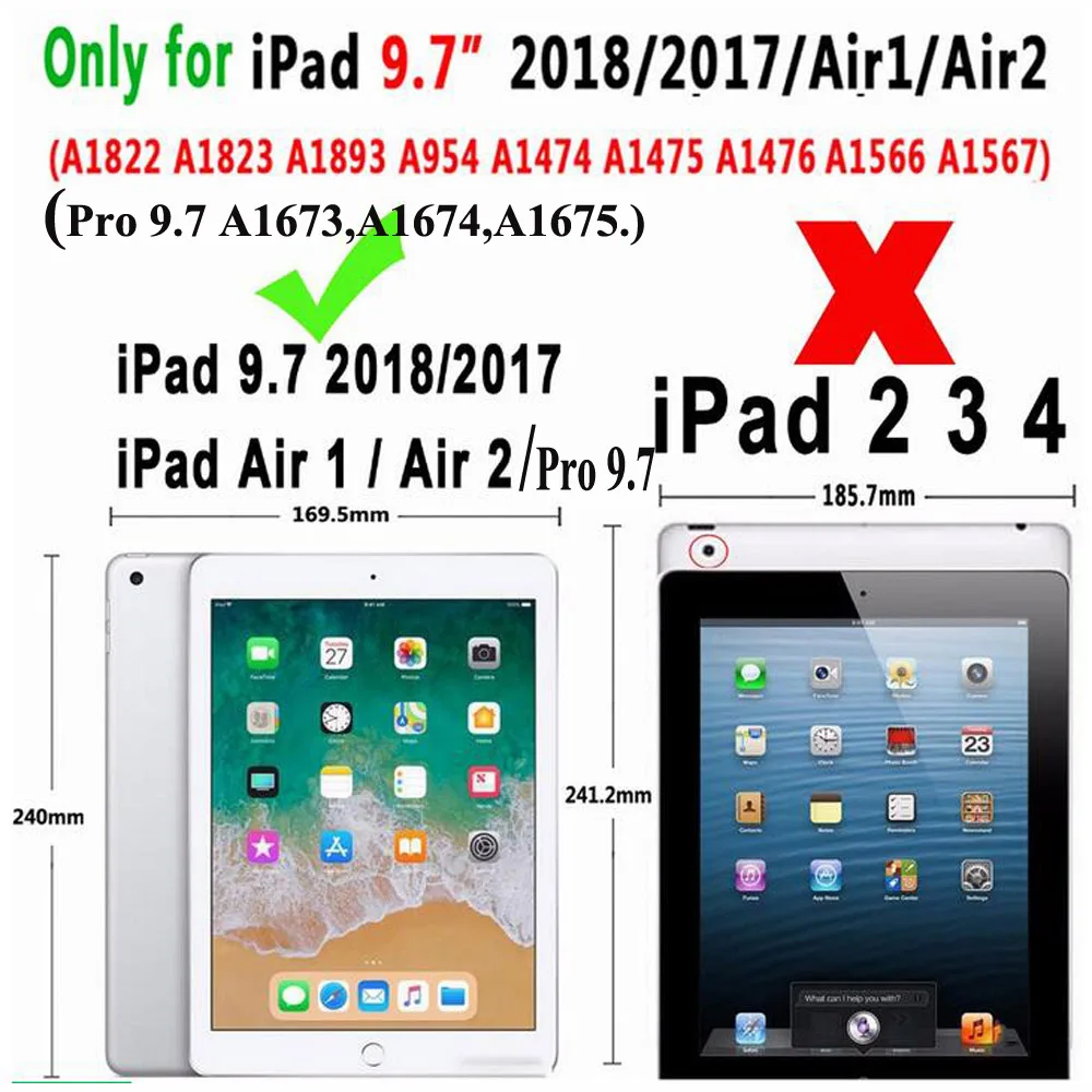 Для iPad 9 7 2017 2018 5th 6th Gen/Air 2/Pro цветов подсветка Беспроводная Bluetooth клавиатура