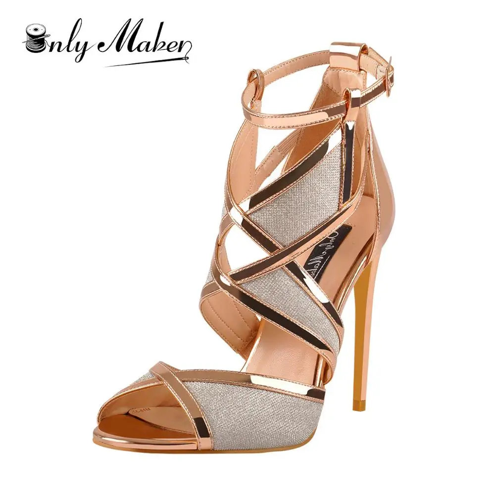 Dune Musical Metallic Strappy Stiletto Heel Sandals, Reptile Rose Gold, 3