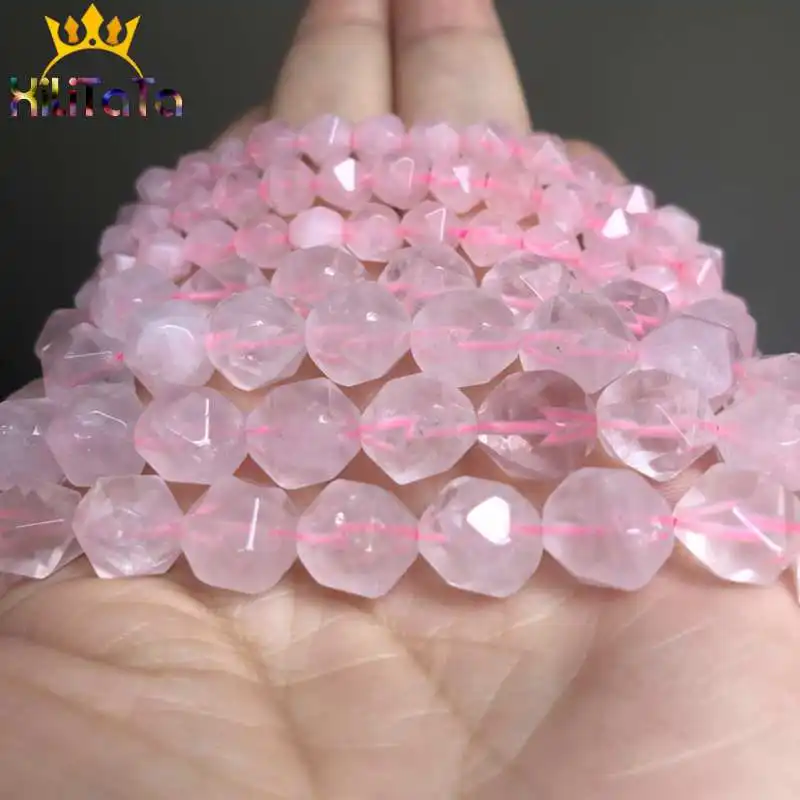 Facettierte rosa Quarz-Steinperlen, runde lose Distanzperlen für Schmuckherstellung, DIY-Armbänder, Halsketten, 15 Zoll Stränge, 6/8/10/12 mm – Detail 7