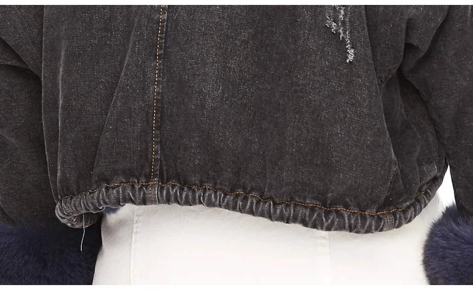 JAZZEVAR Зима новое поступление джинсовая куртка женская свободная одежда верхняя одежда с меховым воротником высокое качество зимная женская куртка W9086