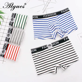 

Men's Underwear Men's Boxers Autumn And Winter Stripes Pure Cotton Sports Low-Rise Breathable Sexy Four Corners Shorts Panties