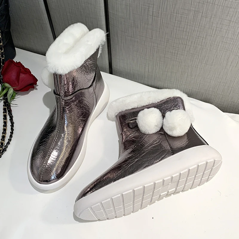 Rimocy/женские зимние ботинки из водонепроницаемого материала; коллекция года; Зимние теплые плюшевые ботильоны на платформе для женщин; красивая женская обувь с хлопковыми стельками и помпонами