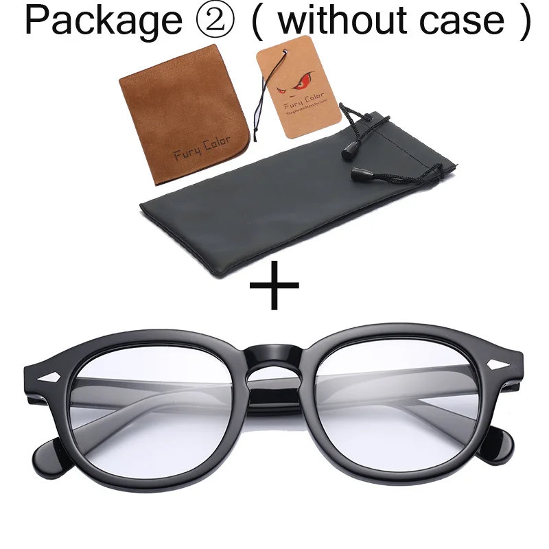 Круглые ацетатные оптические прозрачные очки, очки с прозрачными линзами, ретро очки для близорукости, оптические очки для мужчин и женщин по рецепту - Цвет оправы: black-2
