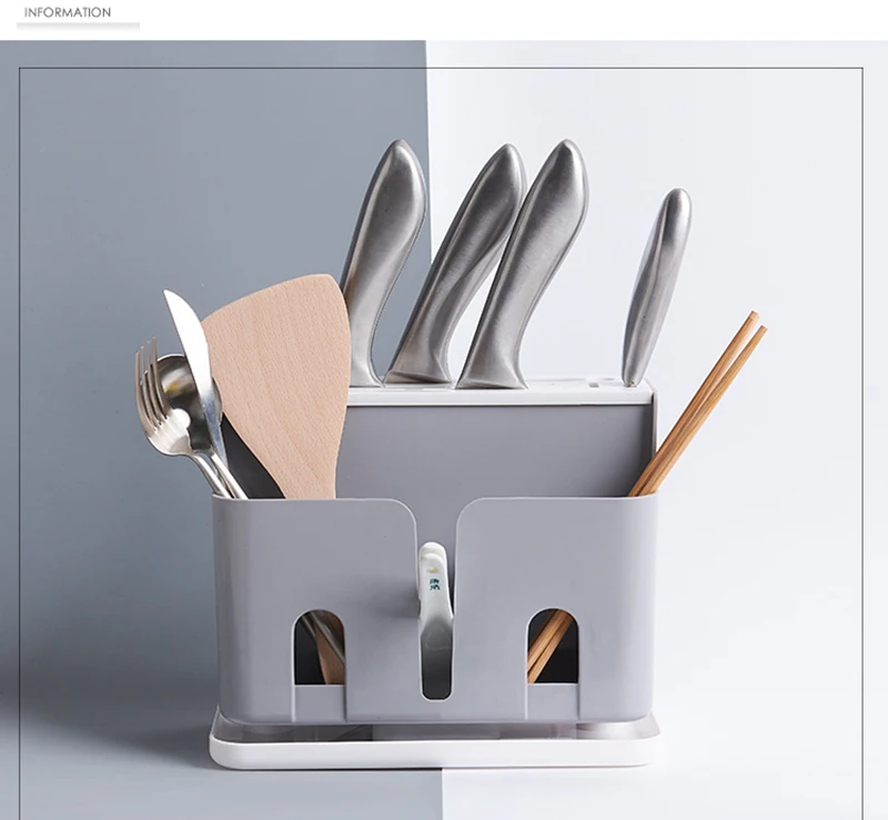 Multifunctional floor knife holder Kitchen supplies chopsticks cage rice spoon tableware storage plastic rack20