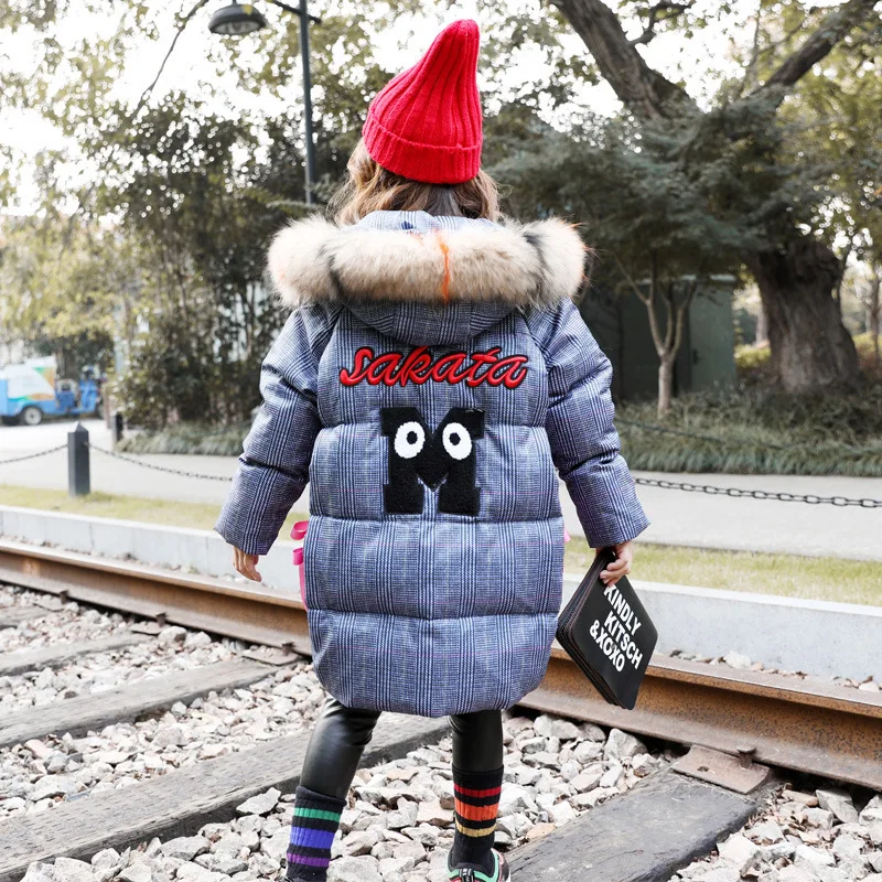 Children's Wear Fall Winter Girls'Cotton-padded Jacket kids clothes Outerwears Parkas 3-13years long Snow Wear coat 378
