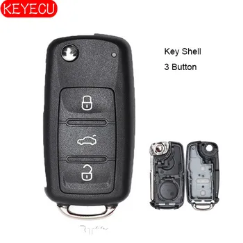 

KEYECU Flip Remote Key Shell Case Fob 3 Button for V*W Polo GOLF MK6 J*etta Tiguan Sharan