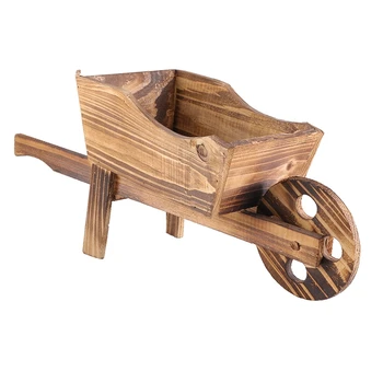 

Hot YO-Wooden Cart Flowerpot Fleshy Ornamental Creative Garden Shop Household Bedroom Plants Flowers Wheelbarrow Planter Pot Dec