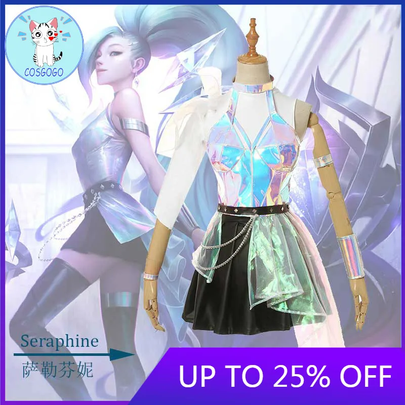 

Game LOL KDA Seraphine ALL OUT SJ Suit Dress Cosplay Costume Halloween Party Outfit For Girls Women New 2020