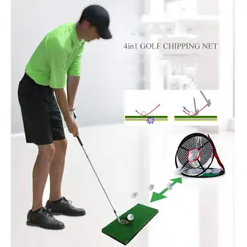 

4 in 1 Portable Golf Indoor Outdoor Chipping Pitching Cages Mats Practice Net Golf Training Aids Net for Golfers