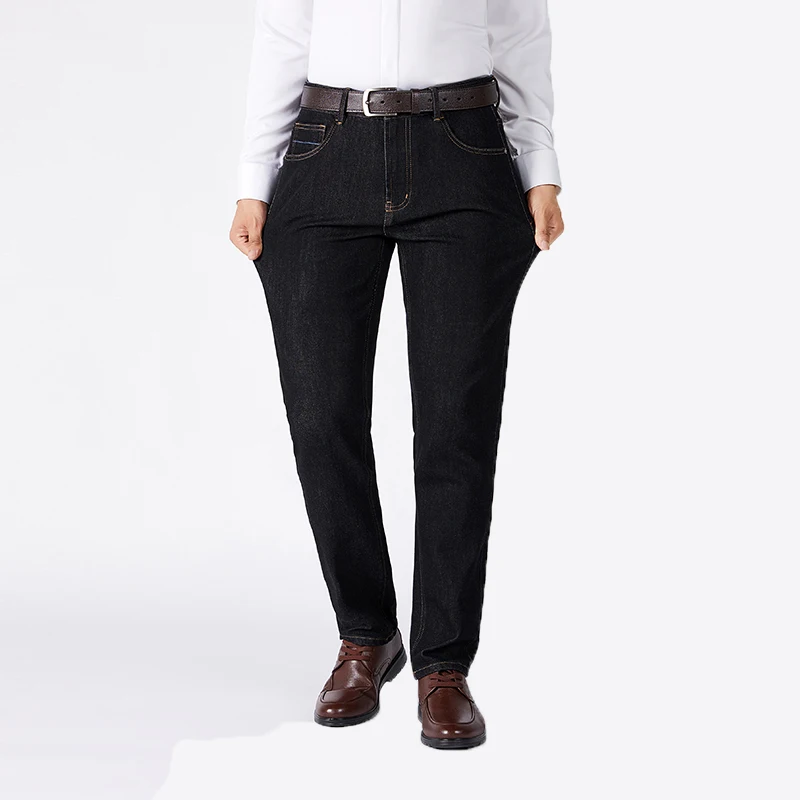 

TFETTERS New Arrival Business Fashion Jeans Men Autumn Winter Solid Color Cotton Heavyweight Denim Pants Jeans Men Clothing