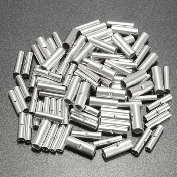 

100Pcs Butt Splice Connectors 10mm Copper Tinned Splice Crimp 22-10AWG Terminal Sleeve Cable Heat Shrink Tube Sleeving Kits