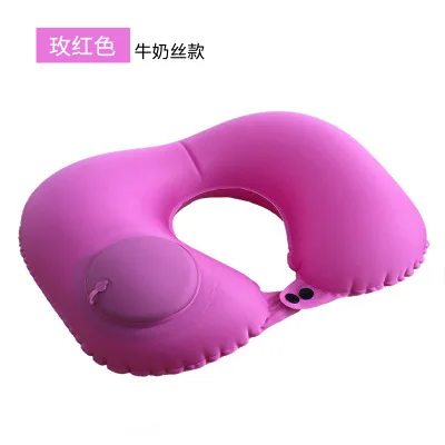 Pressed milk silk5 Portable U-shaped Inflatable Pillow Office Pillow Travel Car Airplane Driving Nap Pillow Support Head Pillow To Send Storage Bag - Цвет: Pressed milk silk5
