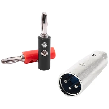 

10x Plastic o Speaker Cable Connector Banana Plug & 1x RCA Female Jack to 3-Terminal XLR Male F/M AV Adapter