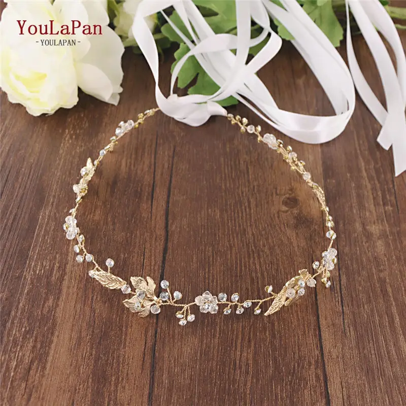 YouLaPan SH122 золотой свадебный пояс с Золотые листья кристаллы для свадебного платья Пояс Горный Хрусталь Пояс Свадебные аксессуары пояс невесты - Цвет: White ribbon
