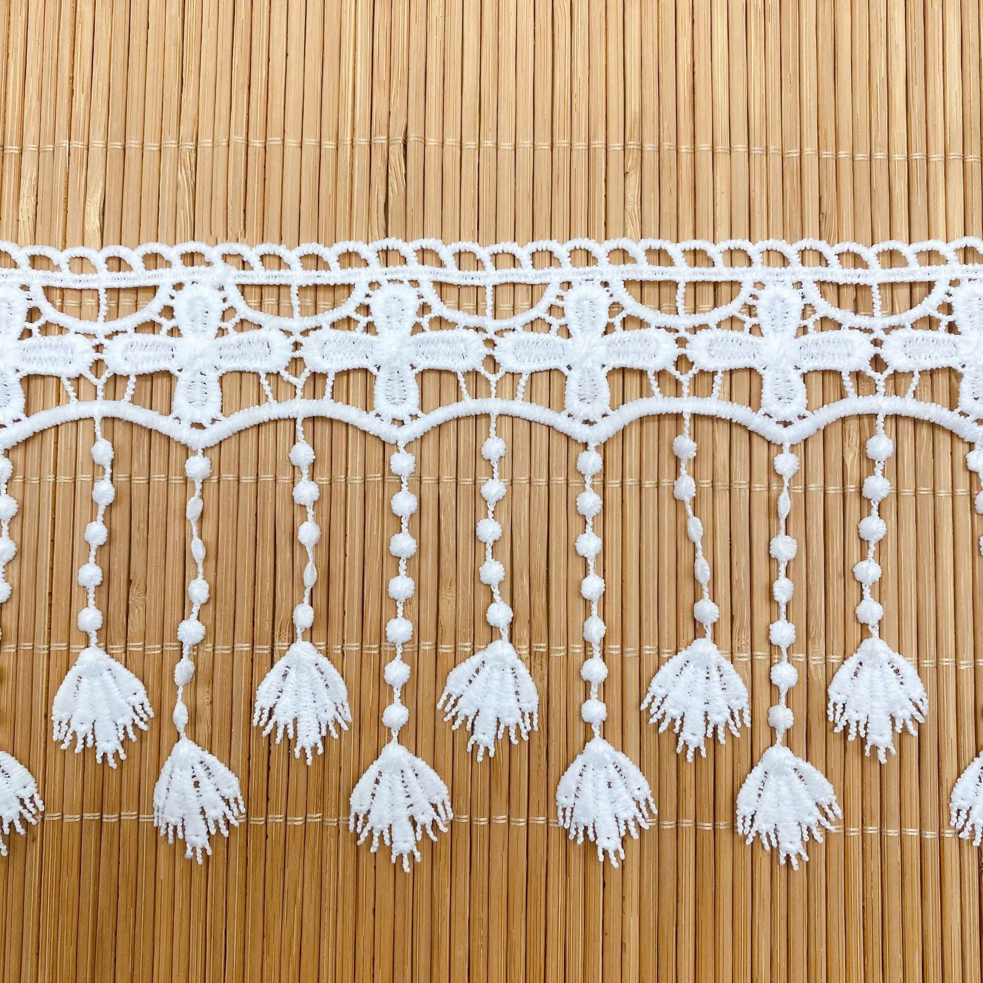 

2 yards Fan-shaped Whiskers Cross Tassel Fringe Ribbon Sewing Lace Kintted Fabric Handmade Craft Accessories