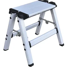 Escalera plegable de 2 escalones con plataforma de aluminio, seguridad antideslizante de carga máxima de 150KG, doble cara con escaleras gruesas