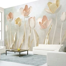 На заказ Настенная Наклейка 3D стереоскопический цветок тюльпана фото наклейки на стене обои гостиная спальня ТВ фон обои