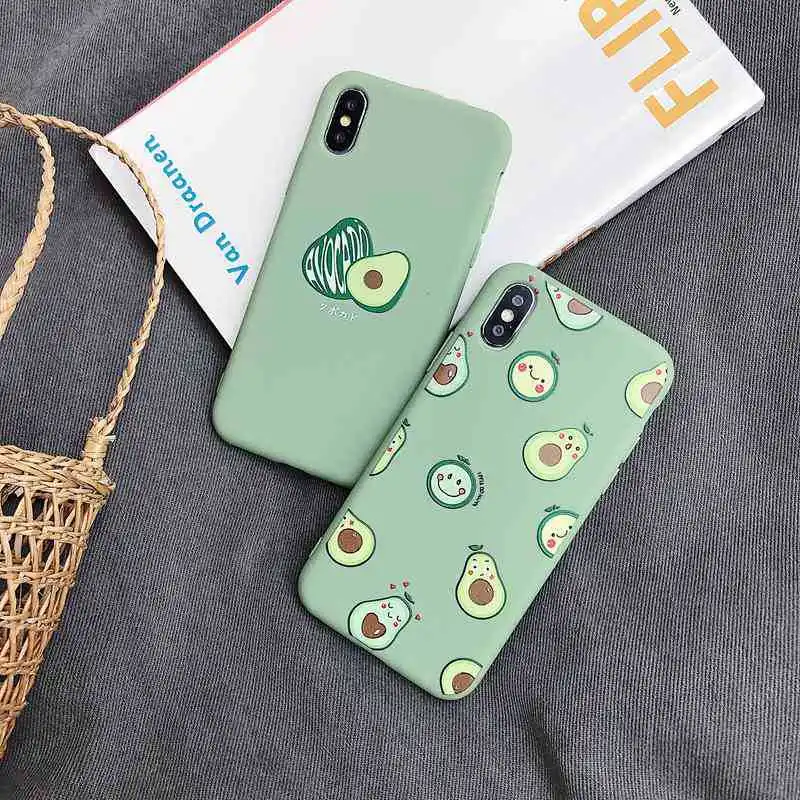 Силиконовый чехол для пары для iPhone X XR XS 6S 7 8 Plus, милые чехлы для телефонов с рисунком авокадо, задняя крышка для iPhone XS Max