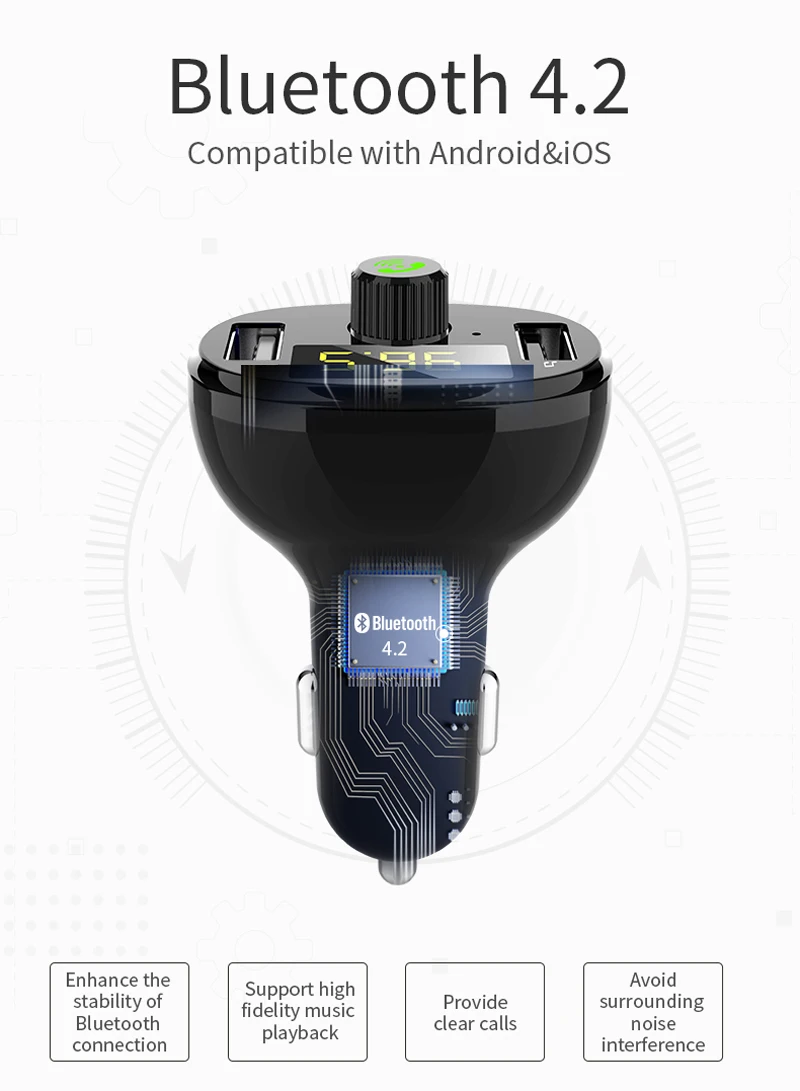 Автомобильный Mp3 FM модулятор передатчик Bluetooth автомобильный комплект авто радио Музыкальный плеер беспроводной Bluetooth громкой связи быстрое USB зарядное устройство