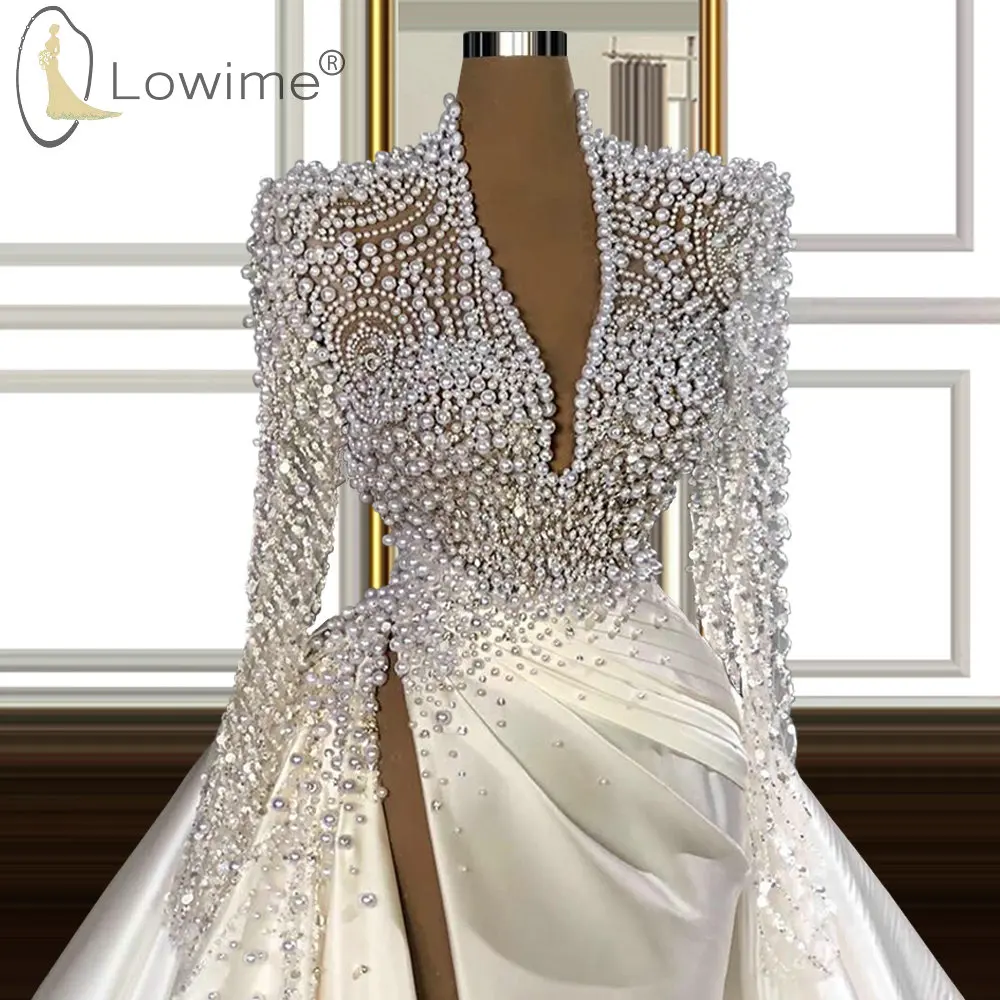Split Mermaid Satin Bridal Gowns 