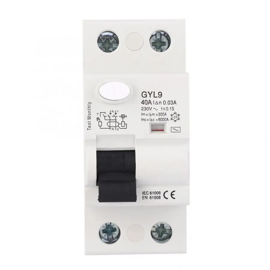 GYL9 25 40 63A 2P 230VAC RCCB защита от утечки