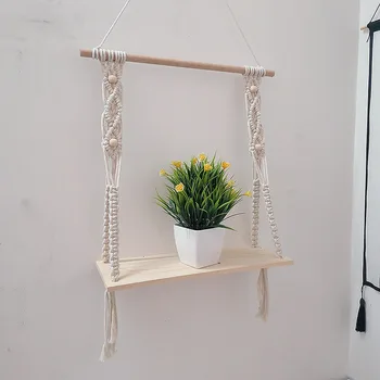 

Lace wall-mounted bohemian decoration hand-woven tapestry wall shelf