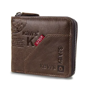 

Men's Short Purse Genuine Leather Zipper Leather Wallet Men's Bag Retro Multi-Function Soft Wallet Leather Wallet Men's Bag