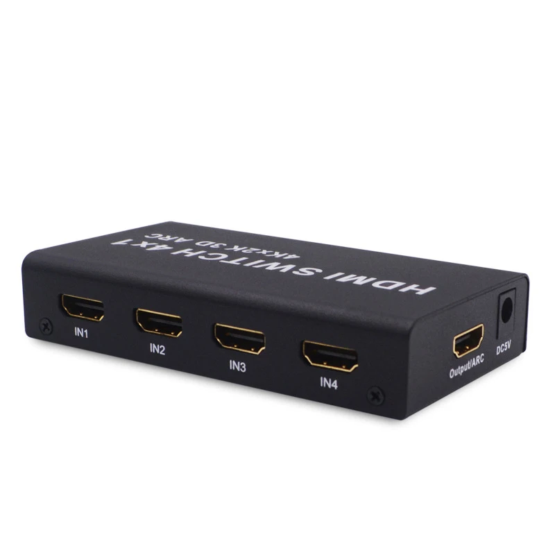 ABHU-HDMI four input and one output switcher 4 input and 1 output HD switcher Support ARC / audio separation switcher EU Plug