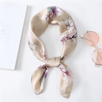

Silk Feeling Scarf Women Spring Summer New 2020 Shawls High Quality Foulard Bandana 70cm Square Neck Scarves Femme Hair Band